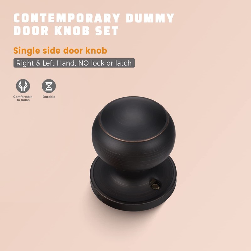 KNOBWELL 10 Pack Oil Rubbed Bronze Dummy Door Knob Single