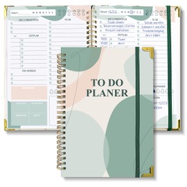 Biroyal Tagesplaner undatiert, Notizbuch mit To Do Liste Aufgabenliste Terminplaner Spiralblock 120 Seiten 148x210mm Notizblöcke Hard Cover Tagesplanung für Büro Schule Organizer, Abstrakt