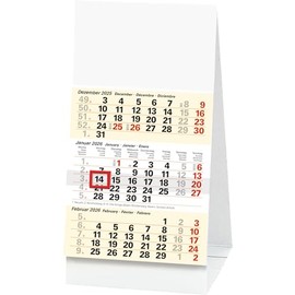 BRUNNEN 3-Month Desk Calendar 2026, 100 x 120 mm, White/Light Yellow