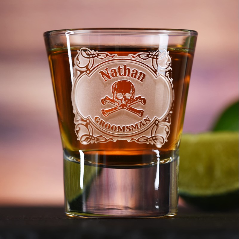 Skull And Cross Bones Groomsman Shot Glass