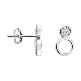 SOFIA MILANI - Women's Earrings 925 Silver - with Zirconia Stones - Circle Stud Earrings - 20952, Sterling Silver, Cubic Zirconia