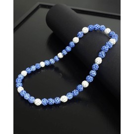 NEXIULT Baseball Ice Necklace, Cool Gifts - Rhinestone Bling Necklace Inspired Sports Jewelry Gift (Blue White, 18 inch)