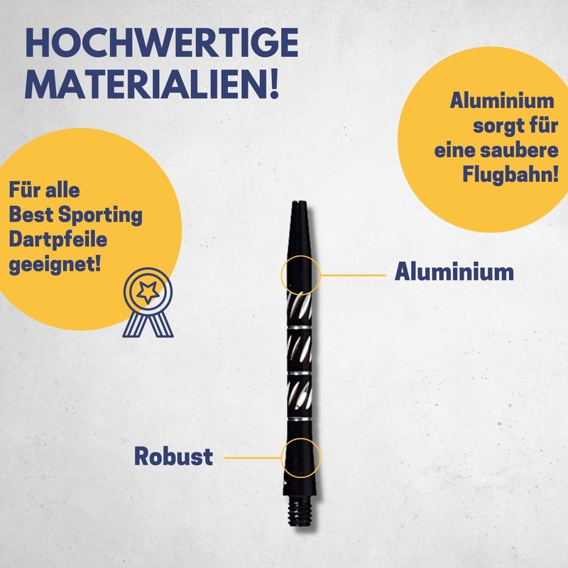Best Sporting Dart-Schäfte Aluminium I 3 Dart Shafts rot, blau