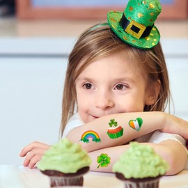 10pcs St Patrick Day Temporary Tattoo Shamrock Tattoo Stickers Irish Lucky Tattoo for St Patricks Day Decor