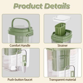 Fridge Water Pitcher with Spout & Fruit Infuser – 2L BPA-Free Cold Drink Dispenser with Handle for Juice, Tea, Lemon Water – Portable Jug for Camping, Picnic, Party (Yellow)