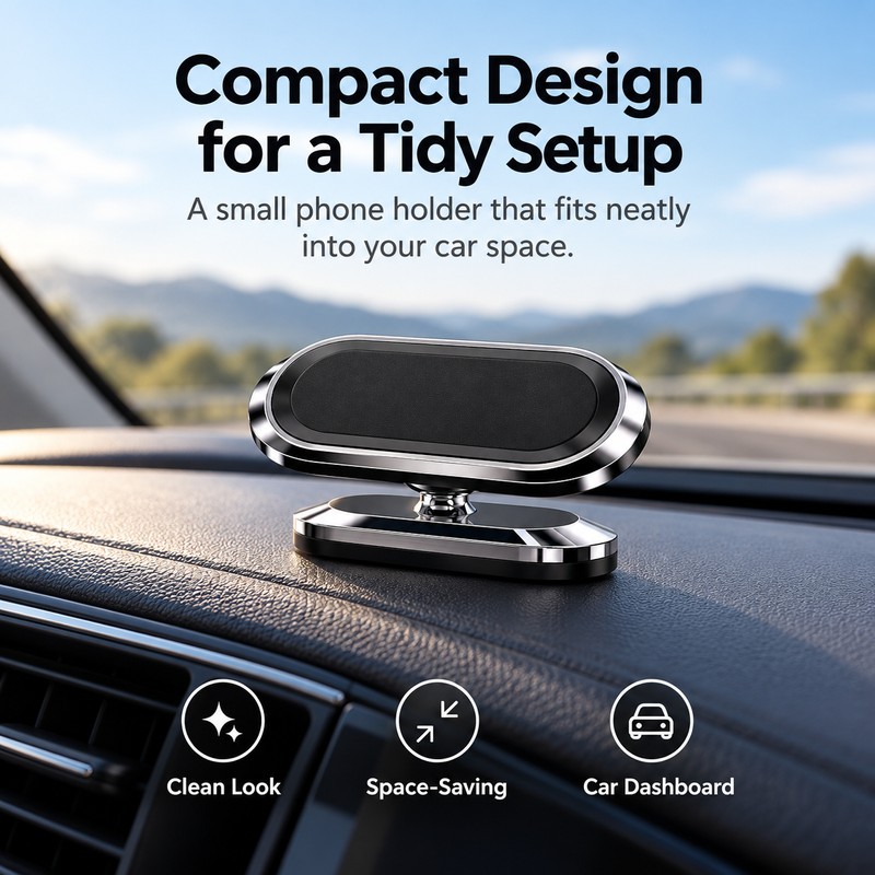 Magnetic Car Phone Holder for Driving – Compact Magnet Mount