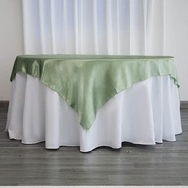 Balsa Circle 10 pcs 72x72-inch Sage Green Square Tablecloth Satin Table Overlays Linens - for Wedding Table Cloth Party Reception Events Kitchen Dining