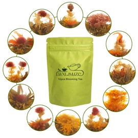 LWXLJMJZC-12 Variety Flavors of Blooming Tea - Flowering Tea-Green Tea with Jasmine Flowers -All Tea Balls Individually Sealed