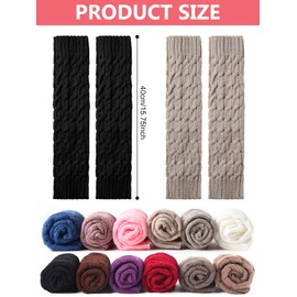 Geyoga 12 Pairs Leg Warmers for Women Warm Winter Long Sleeve Thermal Boot Topper Leg Warmers Cable Plus Size Leg Warmers (Mixed Colors)