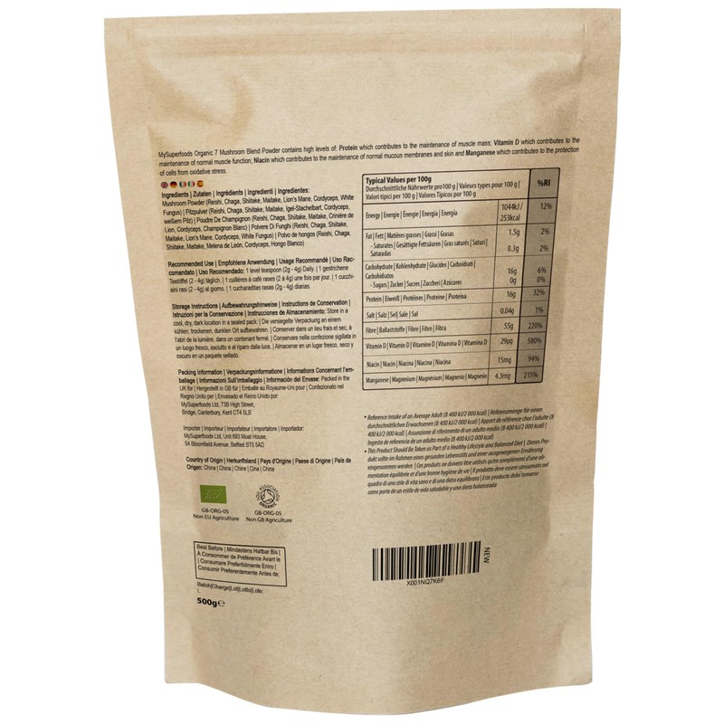 MySuperfoods Organic Mushroom Blend Powder 500g