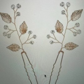 NA Bridal Hair Pieces, Set of 2, Imitation Crystal, Rose Gold Color