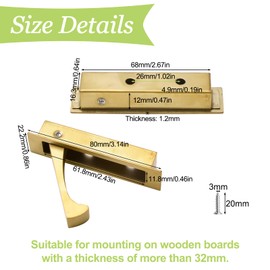 UFURMATE Flush Mount Door Pull, 2 Pieces 304 Stainless Steel Pocket Door Handle Brushed Flush Mounted Pocket Door Hardware Pocket Door Edge Pull for Cabinet Bag (Brushed Gold)