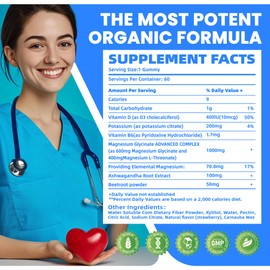 Potassium Magnesium Gummies,Potassium Supplement w/Ashwagandha,High Absorption Magnesium Glycinate,B6,D3,Potassium Citrate for Leg Cramps,Muscle,Electroyte for Adults Kids,Sugar-Free, 120 Gummies