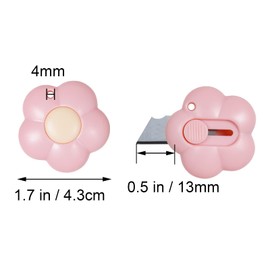 Fengek 3 Pcs Mini Retractable Utility Knife Flower Pocket Box Cutters Plastic Letter Opener Slide Open with Keychain Hole for Box Letter Envelope, Flower Shape