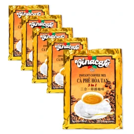 Vinacafe Instant Coffee Packets 3 in 1 Authentic Vietnamese Taste, Balanced Medium Roast Coffee Mix for Quick Preparation at Home, Office or Travel, Single Serve Sachets Pack of 5 | 20 Sachets Per Bag (100 Total Counts)