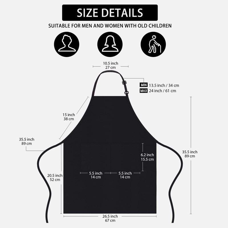 Apron, Aprons for Women Men Chef Black Kitchen Apron Adult