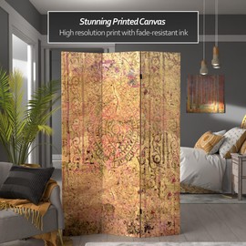 Red Lantern 6 ft. Tall Double Sided Sunlit Memories Canvas Room Divider, Golden Hour
