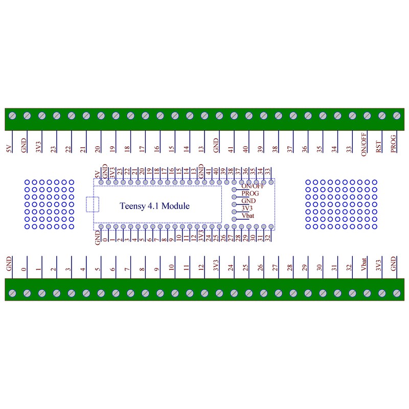 Terminal Block Breakout Board Module for Teensy 4.1, Screw Mount