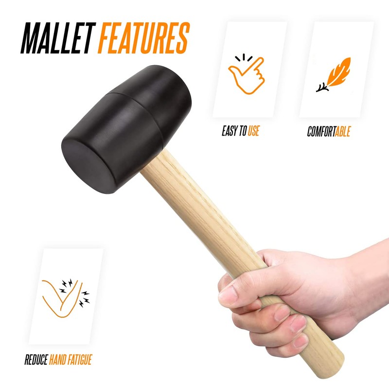 Black Large Rubber Mallet 16oz Heavy Duty Rubber Hammer Mallet