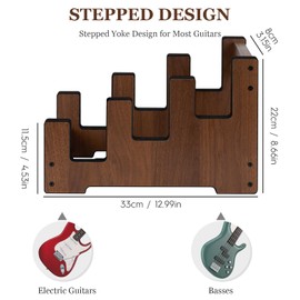 EAMC XHXX Wood Multi Guitar Stand,3 Holder Stand,Space-Saving Guitar Floor Stand for Home,Music Studio,Stage - Walnut Color (Walnut)