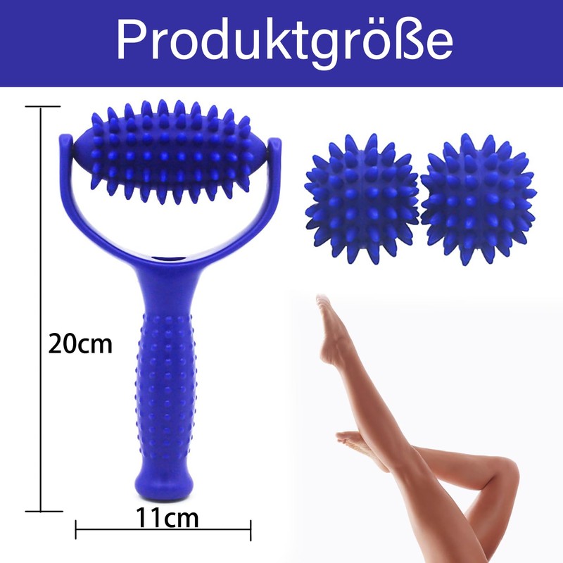 Massage Balls, Massage Roller, Hedgehog Ball, Massage Roller with Handle,