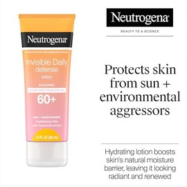 Neutrogena Invisible Daily Defense Sunscreen Lotion, Broad Spectrum SPF 60+, Oxybenzone-Free & Water-Resistant, Sun & Environmental Aggressor Protecti