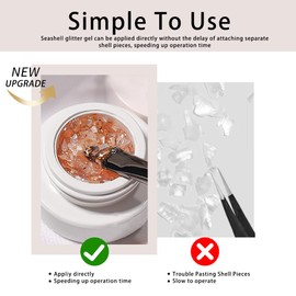 SMAILXIIYUE Seashell Nail Art Nail Flakes Nail Gel Polish, Irregular Seashell Glitter Nail Polish Soak Off UV LED Nail Gel Polish Nail Art Starter Manicure Salon DIY at Home (01, M)