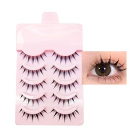 GRTUFOBA 5 Pairs False Eyelashes for Upper Eyelashes, Natural, Black Natural Axis, Soft Core, Ultra Lightweight, Soft, Handmade, Reusable, Thin Makeup