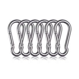 WIQUE 3.2 Inch Spring Snap Hook Carabiner,304 Stainless Steel Snap Hook Heavy Duty Rope Connector for Hammock Swing Set Outdoor Travel Camping Fishing Hiking