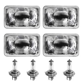 Parts N Go 4x6 Rectangular Plain Conversion Headlights Halogen H4 Bulb Set - H4656, H4651