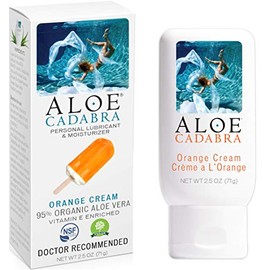 Aloe Cadabra Lubricante personal saborizado e hidratante para anal, sexo, oral, mujeres, hombres y parejas, 2.5 onzas, crema naranja                  