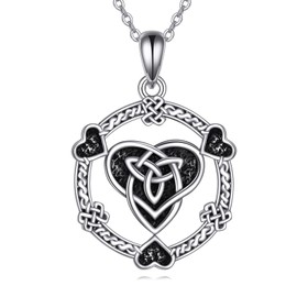 YAFEINI Celtic Knot Necklace 925 Sterling Silver Celtic Heart Pendant Chain Endless Love Jewellery Lucky Gifts for Women Mother Wife, Sterling Silver, No Gemstone