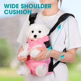 Inspack Dog Cat Backpack Carrier, Dog Carrier Adjustable for Small Medium Dogs, Pet Dog Front Chest Carriers Backpacks, Puppy Carrier Sling Backpack, Holder Papoose for Cat Body, L, Pink, 1PK