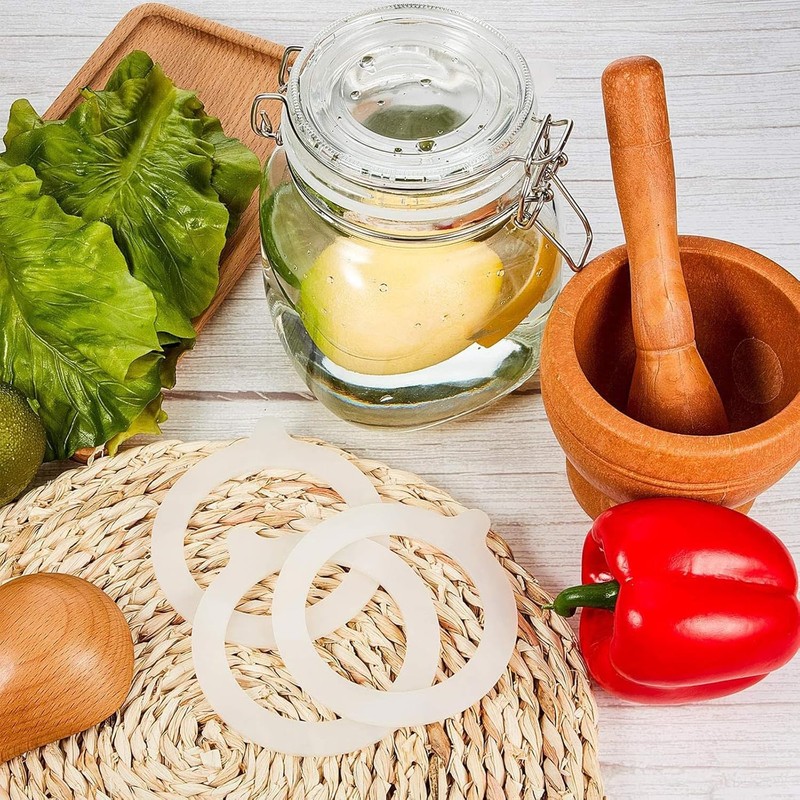 2Pcs White Silicone Jar Gaskets Replacement Rubber Seals Rings Sealing