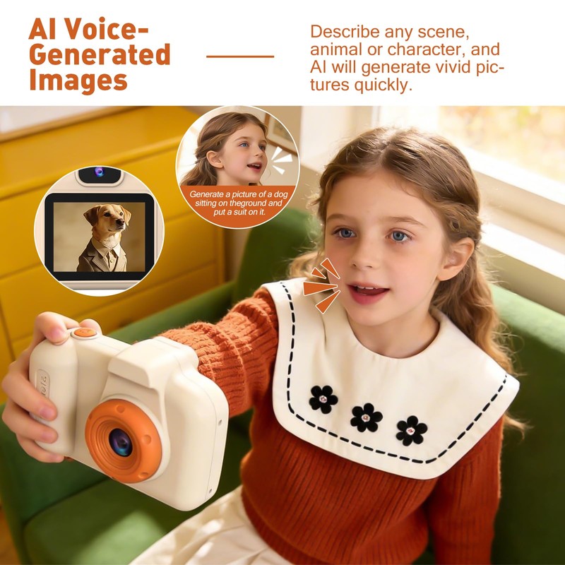 ARNSSIEN AI Kids Camera for Toddlers with AI Object Recognition,