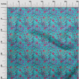oneOone Polyester Lycra Teal Green Fabric Batik Sewing Material Print Fabric by The Meter 56 Inch Wide
