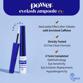 ETUDE Power Eyelash Ampoule 1+1 Set, Lash and Brow Treatment, Caffeine-Infused, Ultra Slim Tip, Lash Booster, Korean Makeup, Beauty (1.31 Fl Oz)