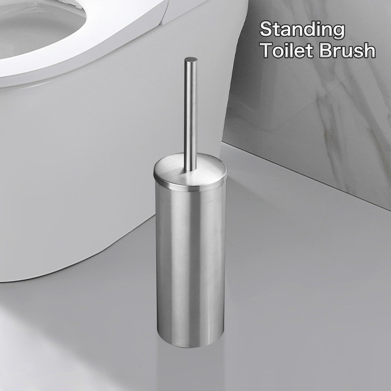 Toilet Brush and Brush Holder - Brushed Nickel Toilet Brush