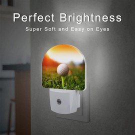 sndheke Golf Ball on tee Night Light, Green Grass Sunset Dusk to Dawn Night Light Plug into Wall,0.5w Energy Saving Sleep Friendly NightLight for Kids Boys Girls Hallway Stairway Bedroom
