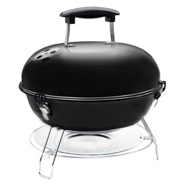 14-Inch Portable Charcoal Grill – Black BBQ Kettle with Cooking Grate, Charcoal Grate & Single Air Vent, Tuck-Away Ash Catcher Compact Grill for Outdoor & Balcony Use, Black