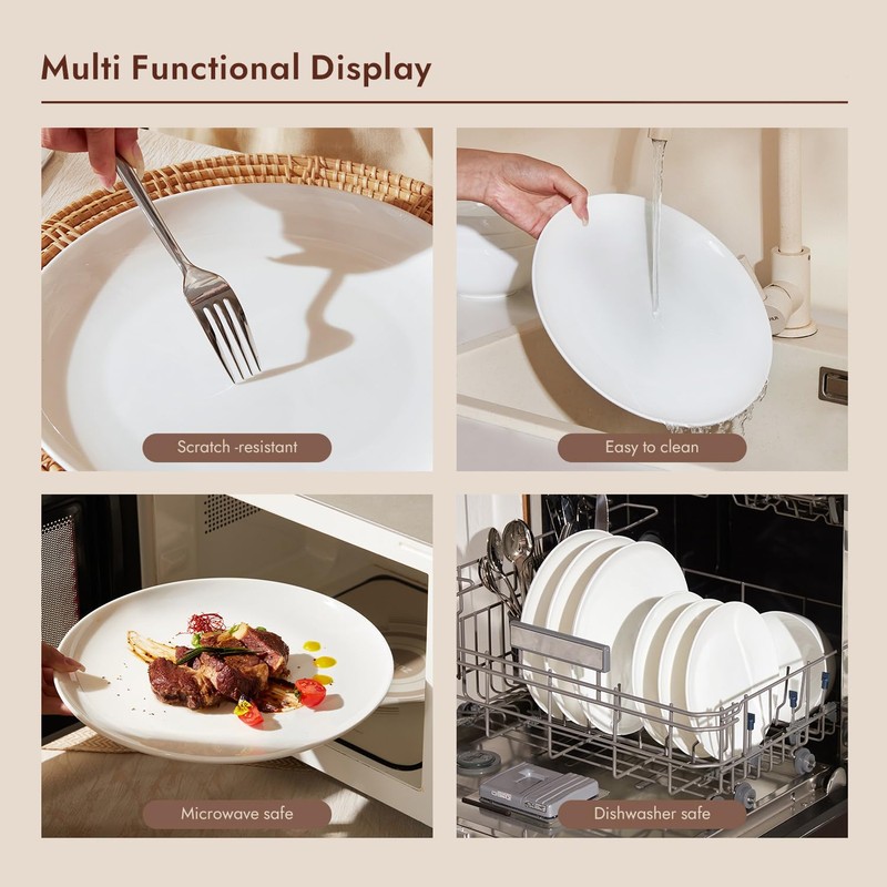 KINGSTONE Bone China Dinnerware Sets, 12-Piece Dinnerware Set for 4,