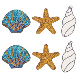 FINGERINSPIRE Pack of 6 Starfish Shell Shape Sequins Appliqué Glittering Starfish for Iron-On Shell Hot Glue Fabric Patches for Sewing Sequins Patches for Clothing Repair