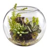 Nearly Natural Mix Succulent Garden with Glass Vase