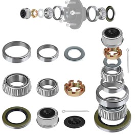 2Sets Fit 3500LB 1-3/8'' to 1-1/16'' #84 Trailer Axle Hub Bearing Kit,L68149 L44649 Bearing Kits Include 1.98'' Trailer Dust Cap,171255TB Grease Seal,Rubber Plug,Race,Spindle Nut,Cotter pin and Washer