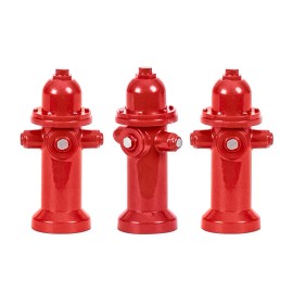 Figures Toy Company Set of 3 Red Fire Hydrants for WWE & AEW Wrestling Action Figures