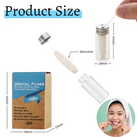 Zahnseide Nachfüllpackungen aus natürlicher Seide (3 x 30 m) | biologisch abbaubar, plastikfrei und vegan | Mint Candelilla Wax | Zero Waste Kit mit Glashalter & nachfüllbarem Behälter |