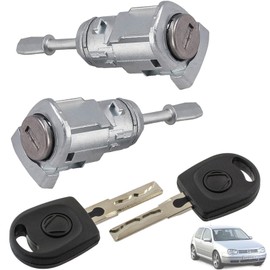 Twowinds Lock Cylinder, Door Lock with Key Key Security Lock Front Door Left and Right Compatible with VW Bora 1J2, 1J6 (1997-2006) Golf IV 1J1, 1J5 (1997-2006) 604837167, 604837168