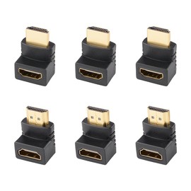 J&D 90 Degree and 270 Degree HDMI Adapter (6 Pack), Gold Plated Right Angle Male to Female HDMI Adapter 90 to 270 Degree