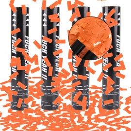 XiXiRan Confetti Cannon Paper x 4 Pieces, Birthday Party Popper, Confetti Gun Set, Confetti Bomb, Confetti Shooter, Confetti Cannon Gender Reveal, Confetti Cannon Poppers (Orange)
