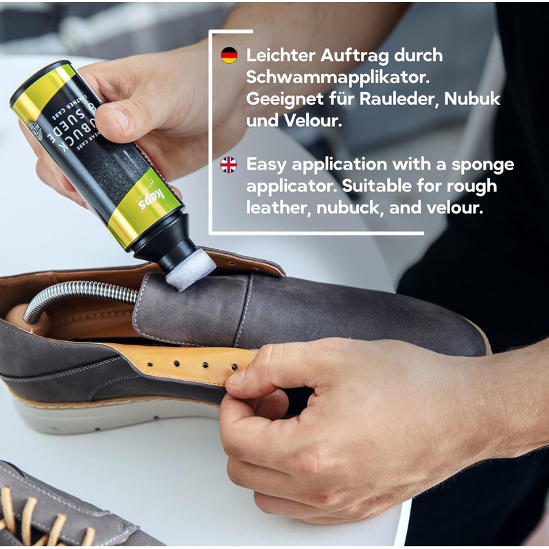 Shoe conditioner for nubuck and suede, with sponge applicator, Kaps